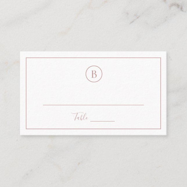 Tarjeta De Mesa Boda elegante rosa polvoriento tradicional (Anverso)