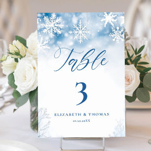 Tarjeta De Mesa Boda elegante rústica del bosque de nieve en invie