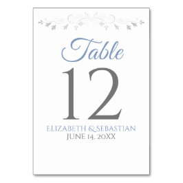 Tarjeta De Mesa Boda elegante simple azul claro y gris