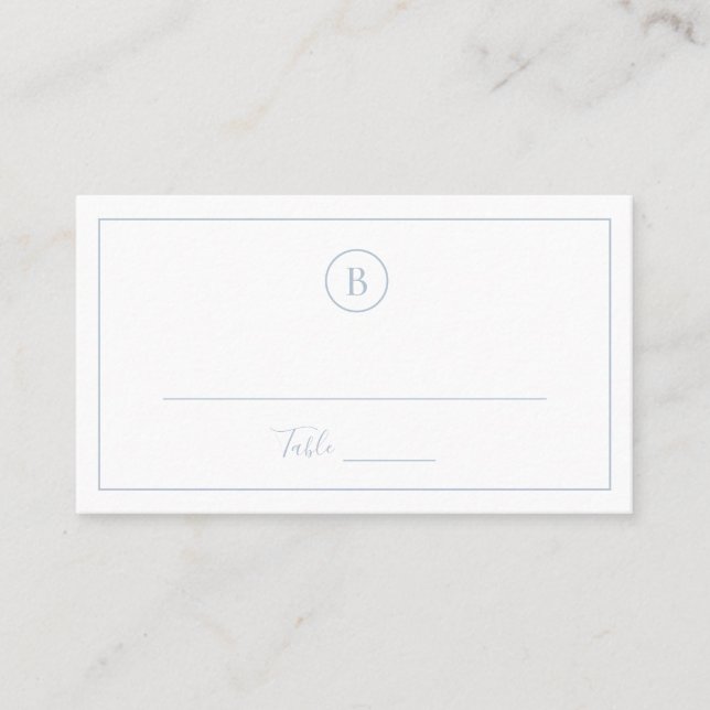 Tarjeta De Mesa Boda elegante tradicional de azul polvoriento (Anverso)