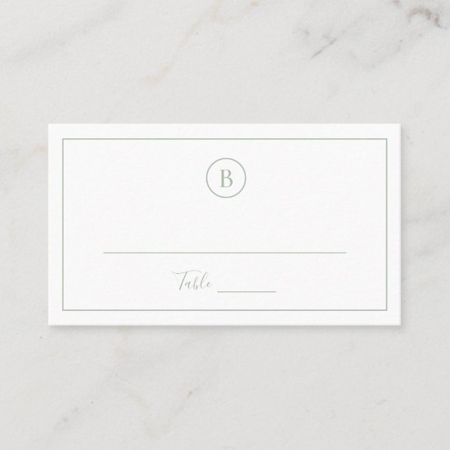 Tarjeta De Mesa Boda elegante verde salvia tradicional (Anverso)