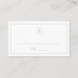 Tarjeta De Mesa Boda elegante verde salvia tradicional