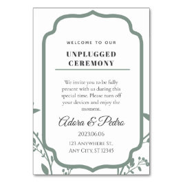 Tarjeta De Mesa Boda elegante verde y blanca
