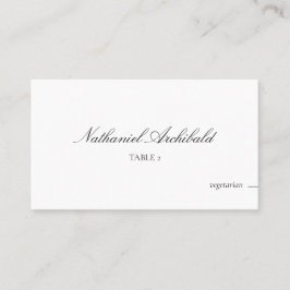 Tarjeta De Mesa Boda elegante y minimalista con elección de comida
