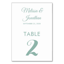 Tarjeta De Mesa Boda elegante y sencilla de menta blanca