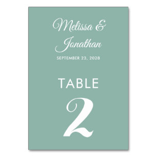 Tarjeta De Mesa Boda elegante y sencilla de menta blanca
