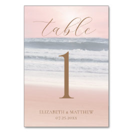 Tarjeta De Mesa Boda en la playa al atardecer