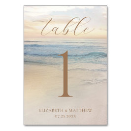 Tarjeta De Mesa Boda en la playa al atardecer