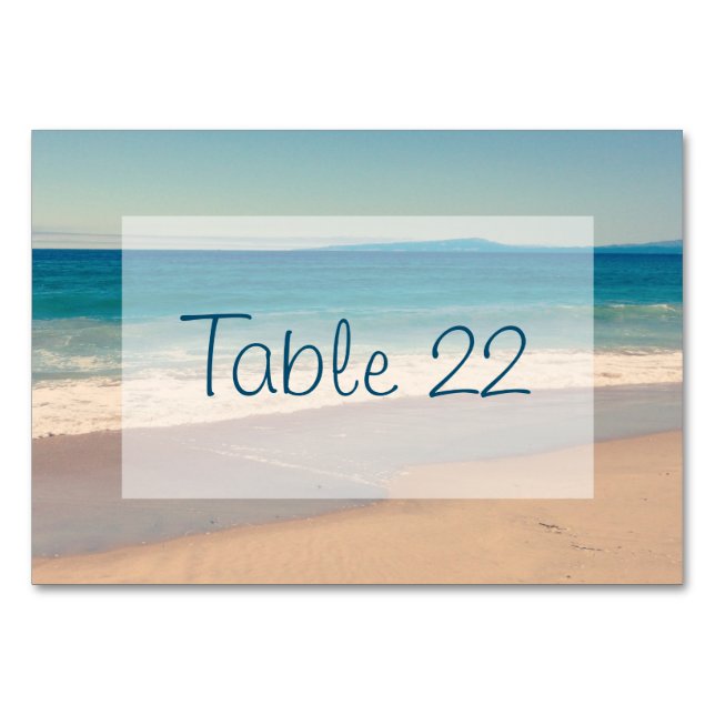 Tarjeta De Mesa Boda en la playa Aqua (Anverso)