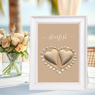 Tarjeta De Mesa Boda en la Playa Corazones de Arena-