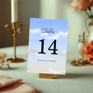 Tarjeta De Mesa Boda en la playa del cielo azul