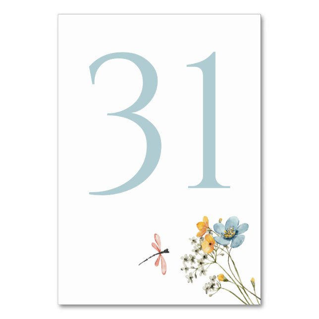 Tarjeta De Mesa Boda en un prado de flores silvestres caprichosas  (Anverso)