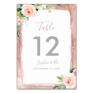 Tarjeta De Mesa Boda Encantada Floral Elegante Rubor