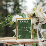 Tarjeta De Mesa Boda esmeralda del follaje verde feroz ruso<br><div class="desc">Presentamos nuestro encantador número de mesa boda donde la elegancia se une a la naturaleza en perfecta armonía. Un marco ovalado suave y fraterno adornado con exuberante vegetación, hiedra, helechos y mucho más, bellamente situado en un fascinante fondo verde esmeralda. Captura la esencia de una romántica escapada de bosques con...</div>