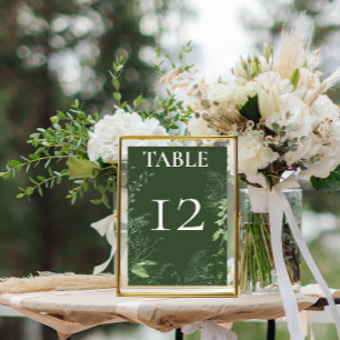 Tarjeta De Mesa Boda esmeralda del follaje verde feroz ruso
