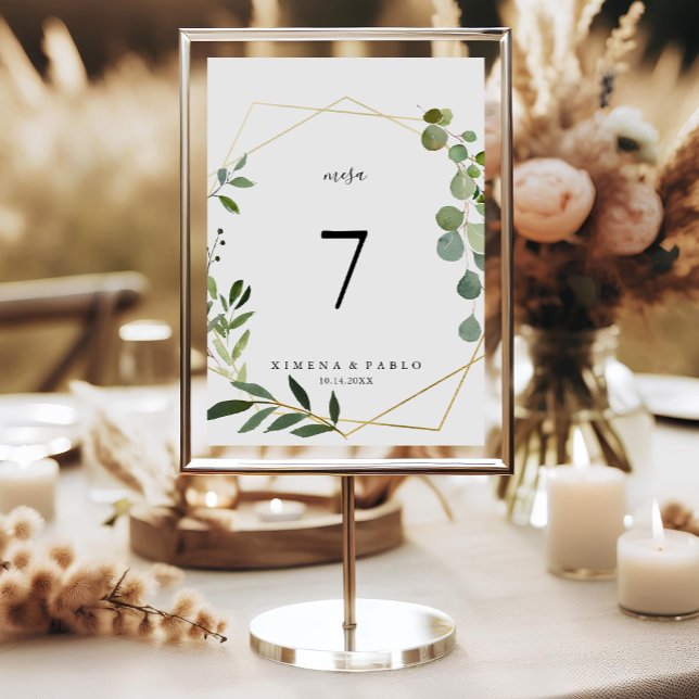 Tarjeta De Mesa Boda español de las hojas verdes tropicales (Subido por el creador)