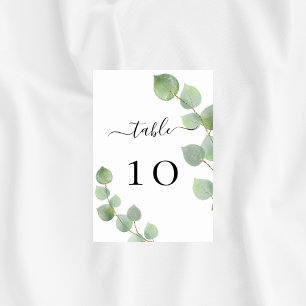 Tarjeta De Mesa Boda eucalipto verde elegante