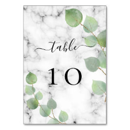 Tarjeta De Mesa Boda eucalipto verde mármol elegante