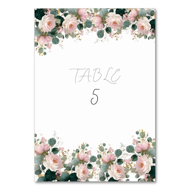 Tarjeta De Mesa Boda Eucalyptus Rose Garden (Anverso)
