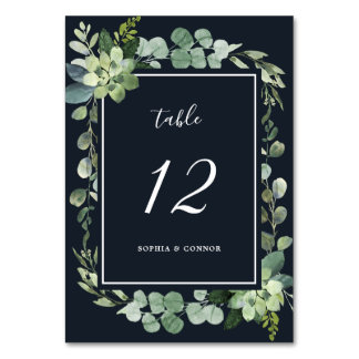 Tarjeta De Mesa Boda exitoso de la Marina Azul de Medianoche