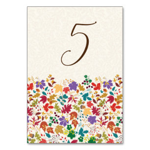 Tarjeta De Mesa Boda Flor de Pradera Amarillo Mostaza Purpura de P