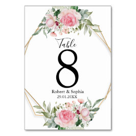Tarjeta De Mesa Boda Flor de Rosa Rubor