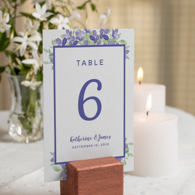 Tarjeta De Mesa Boda Floral Acuarela Azul Elegante (Subido por el creador)
