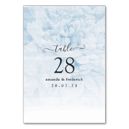 Tarjeta De Mesa Boda floral acuarela azul polvoriento