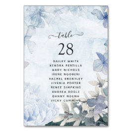 Tarjeta De Mesa Boda floral acuarela azul polvoriento