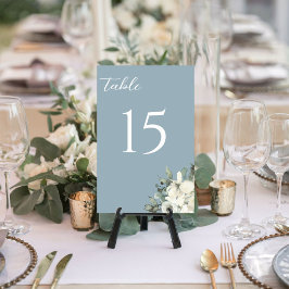 Tarjeta De Mesa Boda floral acuarela azul polvoriento