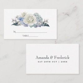 Tarjeta De Mesa Boda floral acuarela azul polvoriento