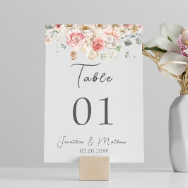 Tarjeta De Mesa Boda floral acuarela de verano