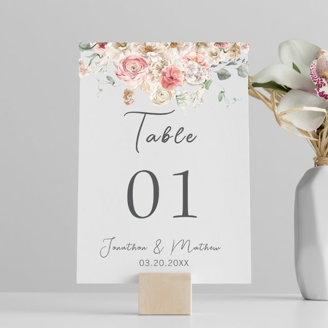 Tarjeta De Mesa Boda floral acuarela de verano (Summer Garden Watercolour Floral Wedding Table Number
)