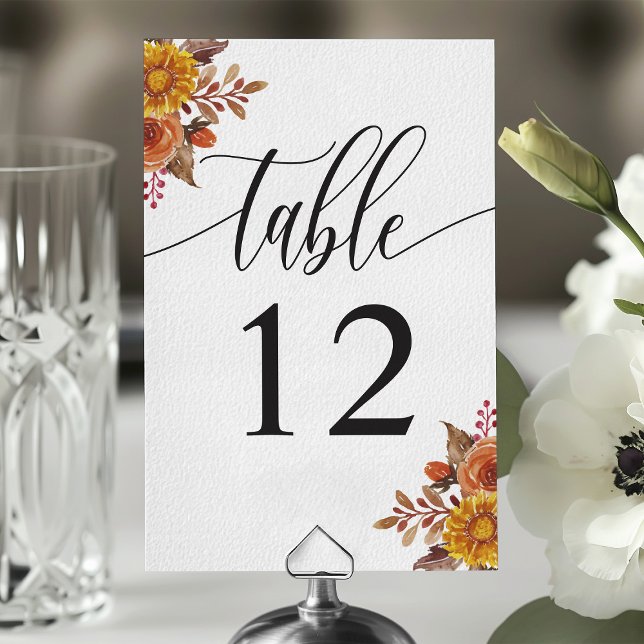 Tarjeta De Mesa Boda Floral Acuarela Otoño Rústico (Subido por el creador)