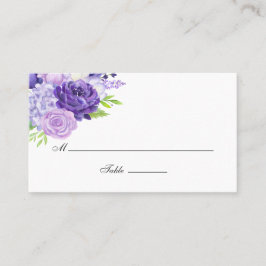 Tarjeta De Mesa Boda floral acuarela violeta ultra