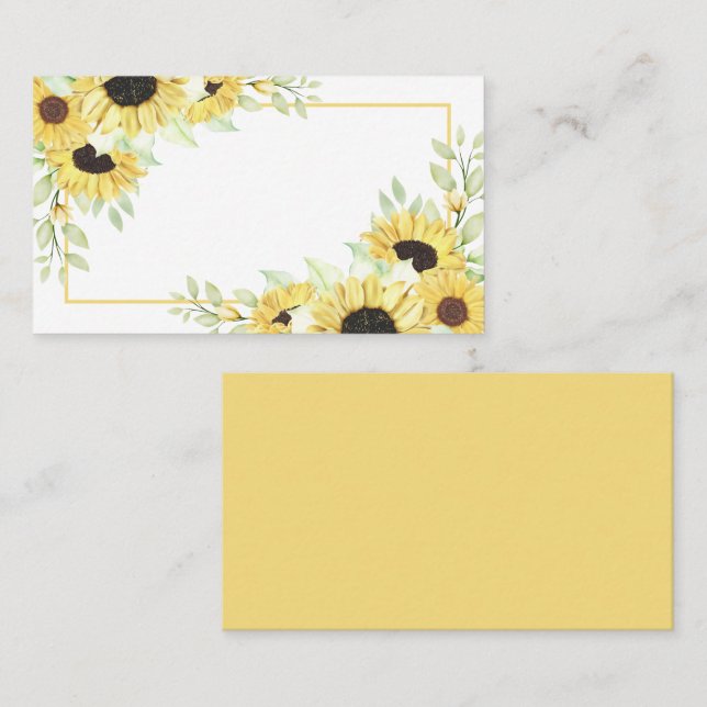 Tarjeta De Mesa Boda floral amarillo amarillo acuarela giratoria (Anverso / Reverso)