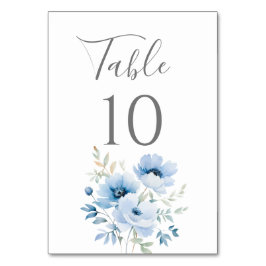 Tarjeta De Mesa Boda Floral Azul