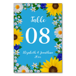 Tarjeta De Mesa Boda floral azul cielo de verano