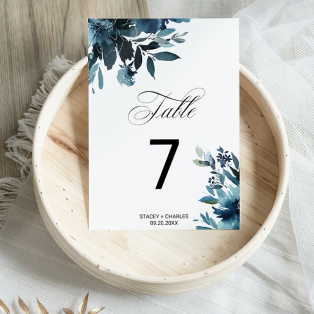 Tarjeta De Mesa Boda floral azul de la Marina Celeste (Subido por el creador)