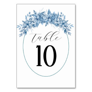 Tarjeta De Mesa Boda Floral azul gris helado