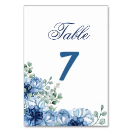 Tarjeta De Mesa Boda floral azul polvoriento y eucalipto