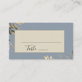 Tarjeta De Mesa Boda Floral azul turbulento de hojas silvestres