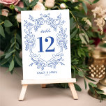 Tarjeta De Mesa Boda Floral Azul Vintage<br><div class="desc">Esta hermosa tarjeta boda con número de mesa cuenta con un marco ornamentado a mano y una tipografía de inspiración vintage en el perfecto tono azul. El aspecto es atemporal y elegante,  como si se tratase de un libro de cuentos clásico. Vea la colección para obtener más elementos... </div>