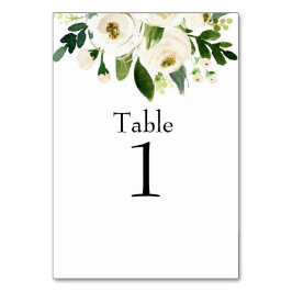 Tarjeta De Mesa Boda Floral blanca acuarela Negro texto