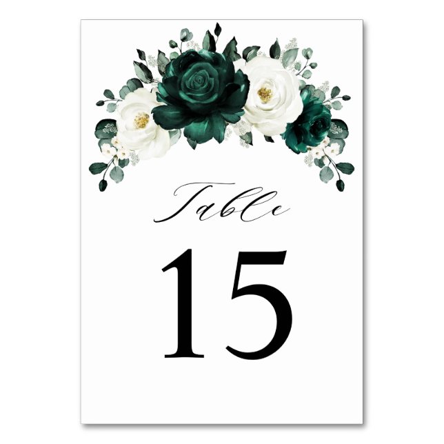 Tarjeta De Mesa Boda floral blanca Eucalyptus (Anverso)