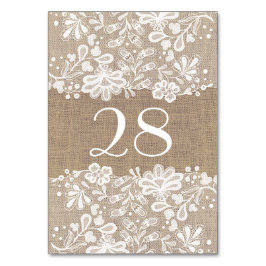 Tarjeta De Mesa Boda Floral Blanco y Burlap
