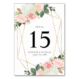 Tarjeta De Mesa Boda Floral Blush Spring | Personalizada