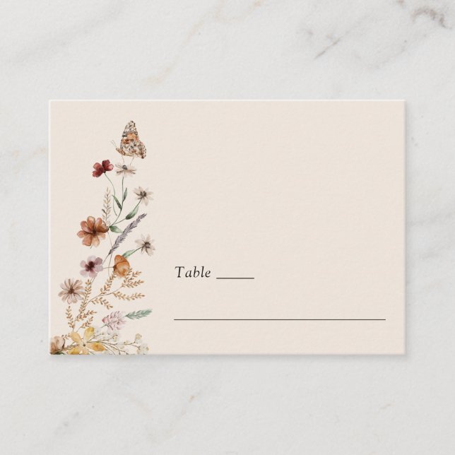 Tarjeta De Mesa Boda floral boho (Anverso)