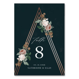 Tarjeta De Mesa Boda floral boho azul marino 