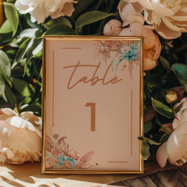 Tarjeta De Mesa Boda floral boho moderna